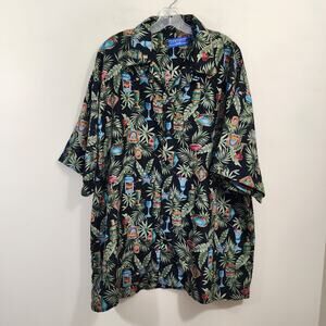Vintage‎ Concepts Hawaiian beer & palm print button front shirt men's size 3XL